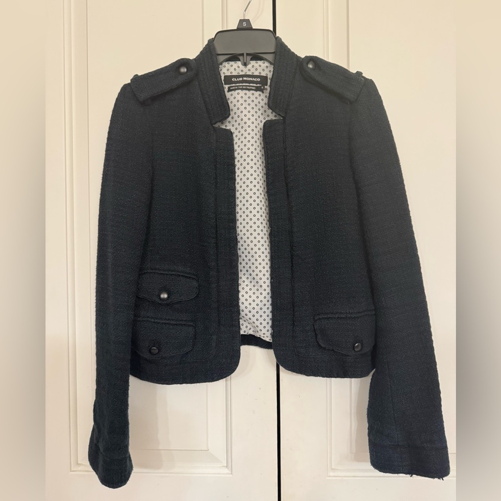 Club Monaco Dark Navy Tweed Jacket 8